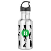 Golfer Silhouettes Pattern Monogram Waterfles (Voorkant)
