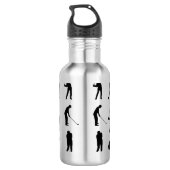 Golfer Silhouettes Pattern Monogram Waterfles (Achterkant)