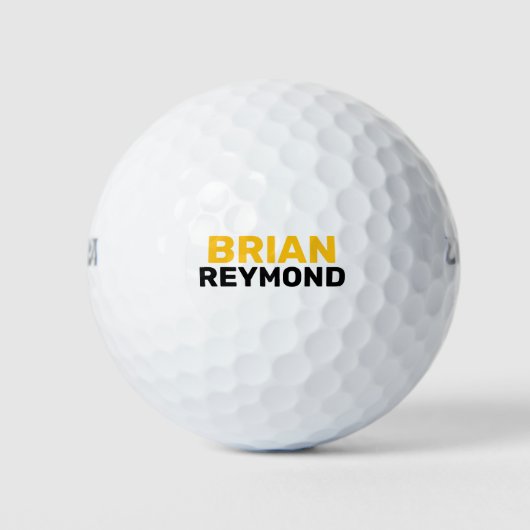 Golfer Simple Yellow Bold Naam Golfballen (Voorkant)