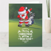 Golfer Sinterklaas Dabbing op Cursus Kerstmis Kaart (Voorkant)