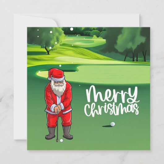 Golfer Sinterklaas golfen op groen met Kerstmis (Voorkant)