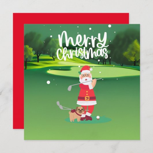 Golfer Sinterklaas golfen op groen met Kerstmis (Voorkant / Achterkant)