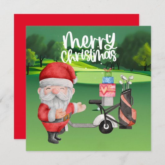Golfer Sinterklaas golfen op groen met Kerstmis (Voorkant / Achterkant)