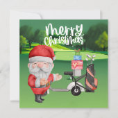 Golfer Sinterklaas golfen op groen met Kerstmis (Voorkant)