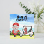 Golfer Sinterklaas golfen op groen met Kerstmis (Staand voorkant)