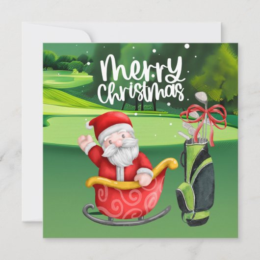 Golfer Sinterklaas golfen op groen met Kerstmis (Voorkant)