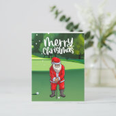 Golfer Sinterklaas golfen op groen met Kerstmis Briefkaart (Staand voorkant)