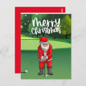 Golfer Sinterklaas golfen op groen met Kerstmis Briefkaart (Voorkant / Achterkant)