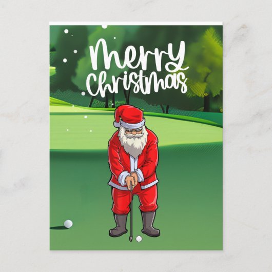 Golfer Sinterklaas golfen op groen met Kerstmis Briefkaart (Voorkant)