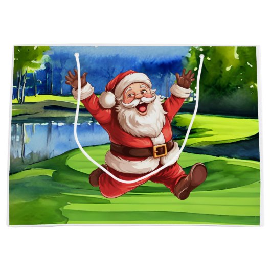 Golfer Sinterklaas op Golfbaan Kerstmis Groot Cadeauzakje (Voorkant)