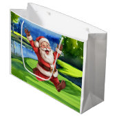 Golfer Sinterklaas op Golfbaan Kerstmis Groot Cadeauzakje (Voorkant Gekanteld)
