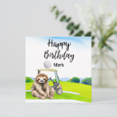 Golfer Sloth golft op groene verjaardagskaart Kaart (Staand voorkant)