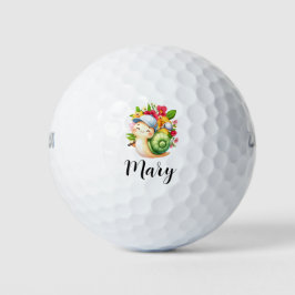 Golfer Snail met bloemen Golfballen