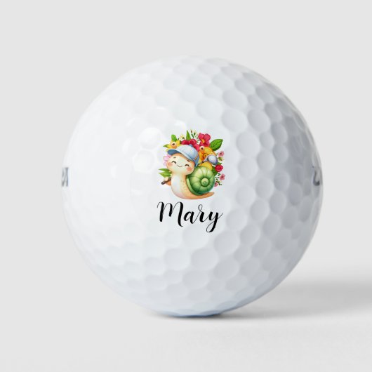 Golfer Snail met bloemen Golfballen (Voorkant)