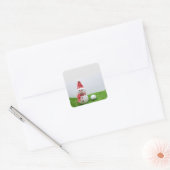 Golfer Snowman met golfbal op kerstavond Vierkante Sticker (Envelop)