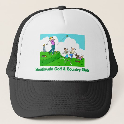 Golfer speelt golf en slaat mis. trucker pet (Voorkant)