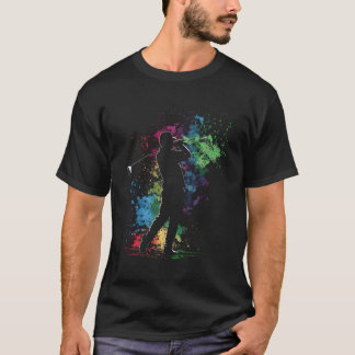Golfer Splash Art Golfbaan Retro Golfer VI T-shirt