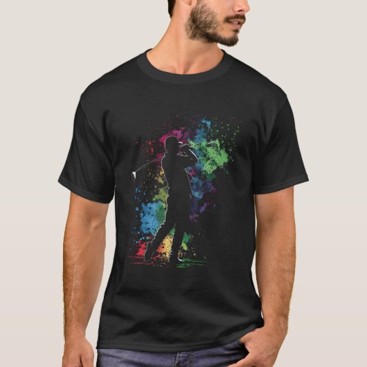Golfer Splash Art Golfbaan Retro Golfer VI T-shirt (Voorkant)
