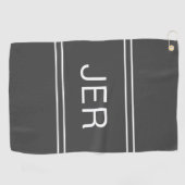 Golfer Sport Grijs Moderne Monogram Game Golfhanddoek (Horizontaal)