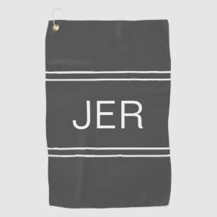Golfer Sport Grijs Moderne Monogram Game Golfhanddoek
