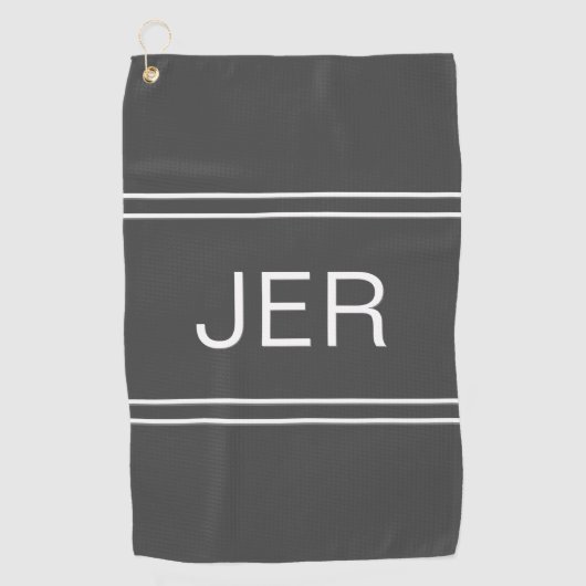 Golfer Sport Grijs Moderne Monogram Game Golfhanddoek (Voorkant)