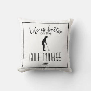 Golfer Sport Quote Geborduurd Wit & Zwart Kussen
