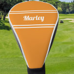 Golfer Sports Pro Modern Player Monogrammed Oranje Golfheadcover<br><div class="desc">Het klassieke trendy ontwerp kenmerkt een douane-sjabloon voor naam of tekst van keus voor maximaal elf brieven in modern manuscript en een dubbele grens van het lijst. Het manuscript en de grens zijn in wit op een trendy oranje achtergrond. De kleur van achtergrond en doopvont worden gemakkelijk veranderd met de...</div>