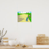 Golfer Stuck in een Bunker. Funny Golf Poster (Keuken)