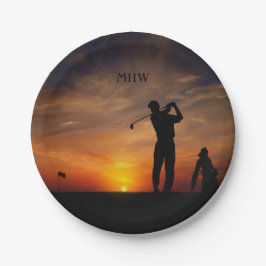 Golfer Sunset aangepast monogram papier bord