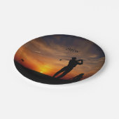 Golfer Sunset aangepast monogram papier bord (Gekanteld)