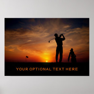 Golfer Sunset aangepast poster