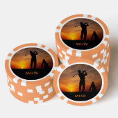 Golfer Sunset aangepaste monogram poker chips (Opstapeling)