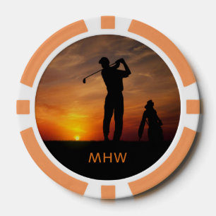 Golfer Sunset aangepaste monogram pokkenchips Pokerchips