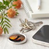 Golfer Sunset aangepaste monogram sleutelketens Sleutelhanger (Zijkant)