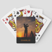 Golfer Sunset aangepaste naamkaarten Speelkaarten (Achterkant)