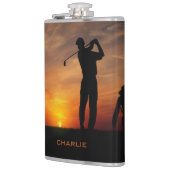 Golfer Sunset aangepaste naamkolf Heupfles (Links)