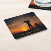 Golfer Sunset aangepaste tekst papier onderzetters (Schuin)