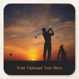 Golfer Sunset aangepaste tekst papier onderzetters