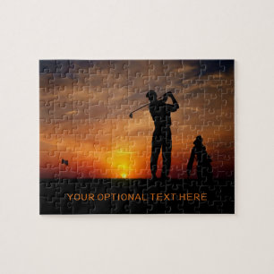 Golfer Sunset aangepaste tekstpuzzel Legpuzzel