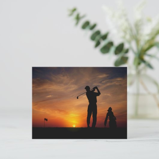Golfer Sunset briefkaart (Staand voorkant)