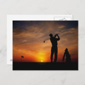 Golfer Sunset briefkaart (Voorkant / Achterkant)
