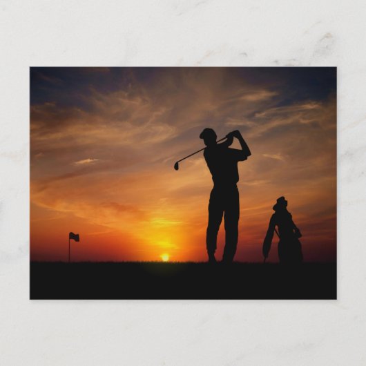 Golfer Sunset briefkaart (Voorkant)