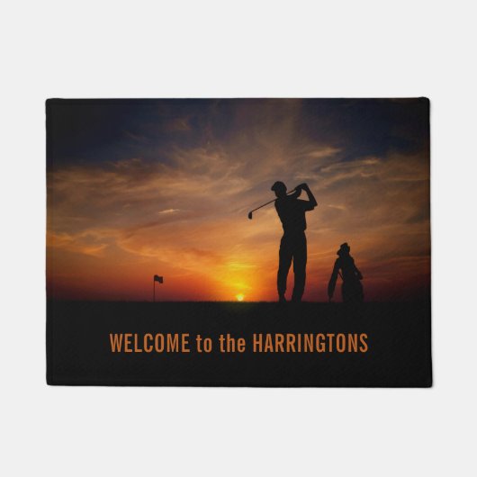 Golfer Sunset custom text deurmat (Voorkant)