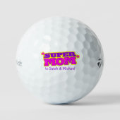 Golfer super mam paarse aangepaste cadeau golfballen (Voorkant)