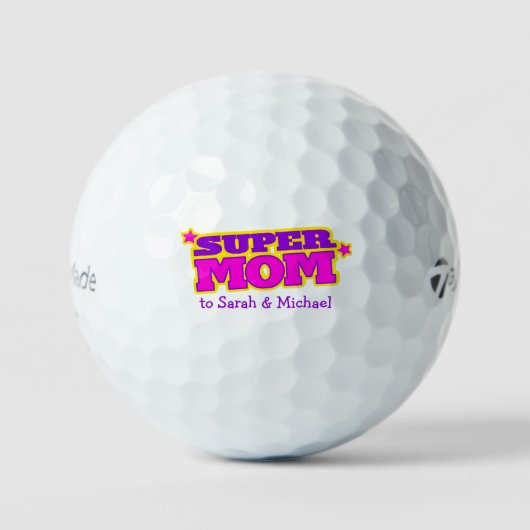 Golfer super mam paarse aangepaste cadeau golfballen (Voorkant)