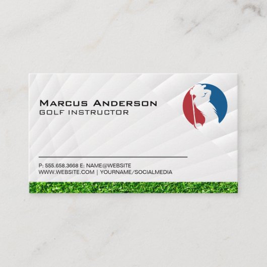 Golfer Swing Classic Logo | Gras Visitekaartje (Voorkant)