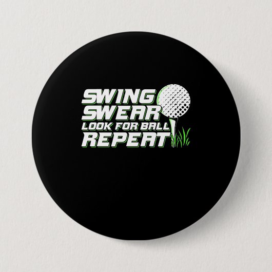Golfer Swing Sweat zoekt bal Ronde Button 7,6 Cm (Voorkant)