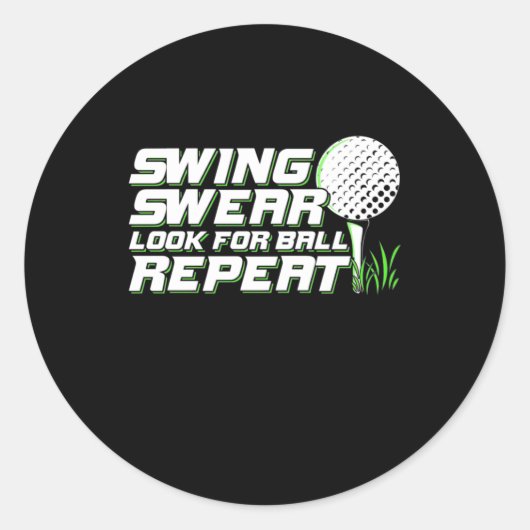 Golfer Swing Sweat zoekt bal Ronde Sticker (Voorkant)
