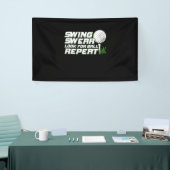 Golfer Swing Sweat zoekt bal Spandoek (Beurs)