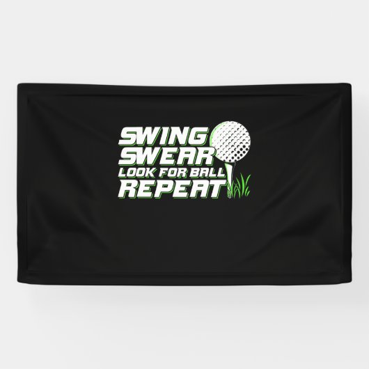 Golfer Swing Sweat zoekt bal Spandoek (Horizontaal)
